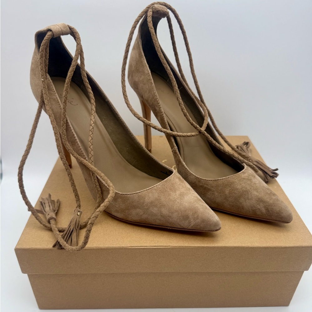 Joie Brown Suede Angelynn Lace-Up Heels
